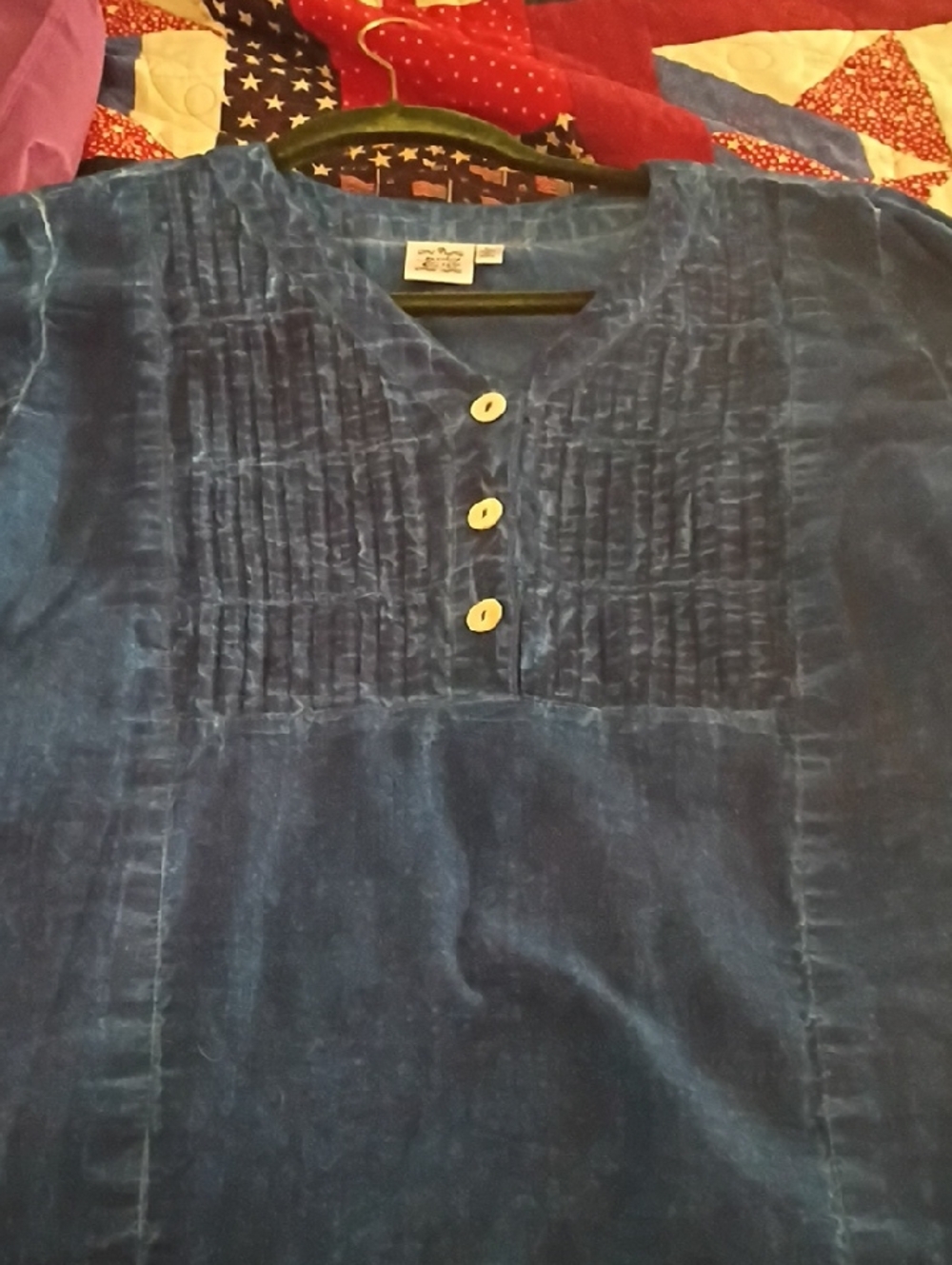Blue Textured Button-Front Tunic - Picture 4 of 6